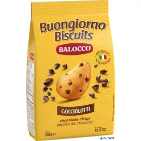   Reggeliző keksz, 350 g BALOCCO "Gioccolotti", csokoládé darabokkal