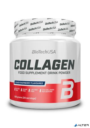 Étrend-kiegészítő italpor, 300g, kollagénnel, BIOTECH USA, fekete málna