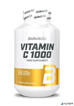 Étrend-kiegészítő tabletta, 100 tabletta, 1000mg C-vitaminnal, BIOTECH USA