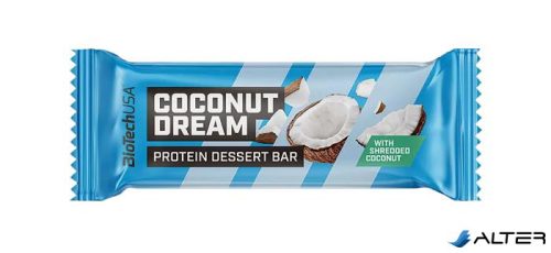 Fehérjeszelet, gluténmentes, 50g, BIOTECH USA 'Protein Dessert Bar', Coconut Dream