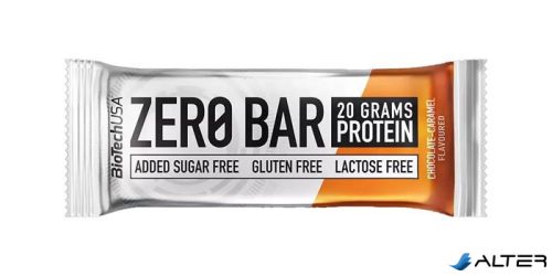 Fehérjeszelet, gluténmentes, 50g, BIOTECH USA "Zero Bar", csokoládé-karamell