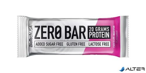 Fehérjeszelet, gluténmentes, 50g, BIOTECH USA "Zero Bar", csokoládé-marcipán