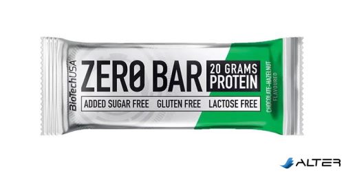 Fehérjeszelet, gluténmentes, 50g, BIOTECH USA "Zero Bar", csokoládé-mogyoró