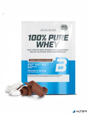 Tejsavó fehérjepor, 28g, BIOTECH USA '100% Pure Whey', kókusz-csokoládé