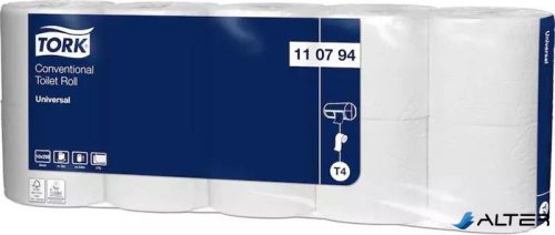 Toalettpapír, T4 rendszer, 2 rétegű, 12,5 cm átmérő, Universal, TORK, fehér