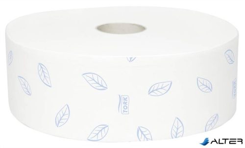 Toalettpapír, T1 rendszer, 2 rétegű, 26 cm átmérő, Premium, TORK "Soft Jumbo", fehér