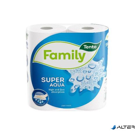 Kéztörlő, tekercses, 2 rétegű, TENTO 'Family Super Aqua', fehér