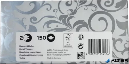 Kozmetikai kendő, 2 rétegű, 150 lapos, 'Satino by Wepa'