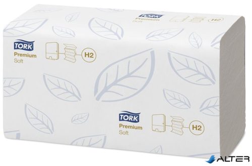 Kéztörlő, Interfold hajtás, 2 rétegű, 100 lap, H2 rendszer, Premium, TORK "Xpress Soft Multifold", fehér