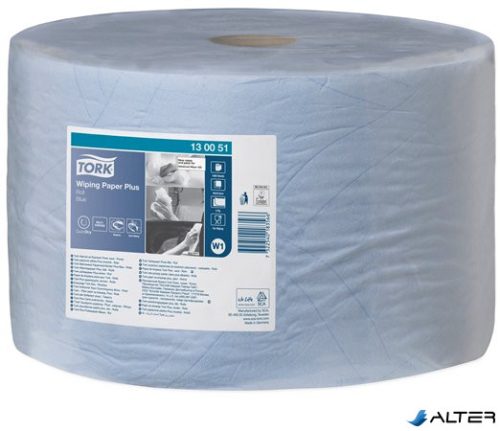Törlőpapír, tekercses, 39 cm átmérő, W1 rendszer, 2 rétegű, TORK "Plusz", kék