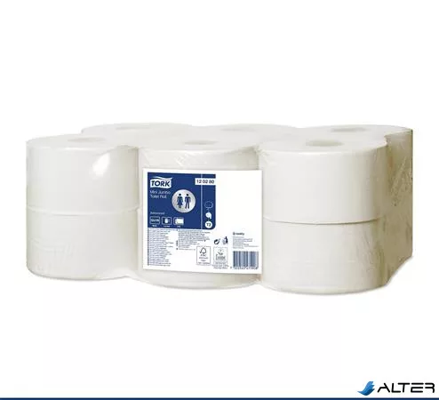 Toalettpapír, T2 rendszer, 2 rétegű, 18, 8 cm átmérő, Advanced, TORK "Mini Jumbo", fehér
