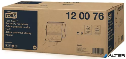 Kéztörlő, tekercses, 2 rétegű, H1 rendszer, Advanced, TORK 'Matic', zöld