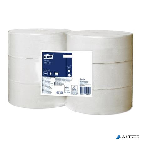 Toalettpapír, T1 rendszer, 2 rétegű, 26 cm átmérő, Universal, TORK "Jumbo", fehér