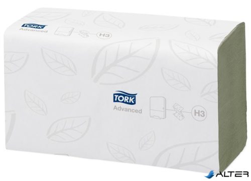 Kéztörlő, Z hajtás, 2 rétegű, 250 lap, H3 rendszer, Advanced, TORK "Singlefold", zöld