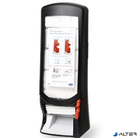Szalvéta adagoló, 62,2x23,5x24,7 cm, N4 rendszer, Signature Line,TORK "Xpressnap drive-thru", fekete
