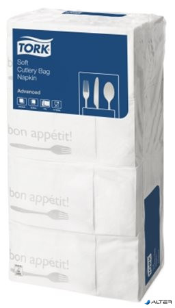 Szalvéta, 1/8 hajtogatott, 3 rétegű, 39x40 cm, TORK 'Soft Bon Appetit Cutlery Pocket', decor