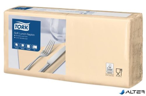 Szalvéta, 1/4 hajtogatott, 3 rétegű, 32,5x32,8 cm, Advanced, TORK "Soft Lunch", homokszín
