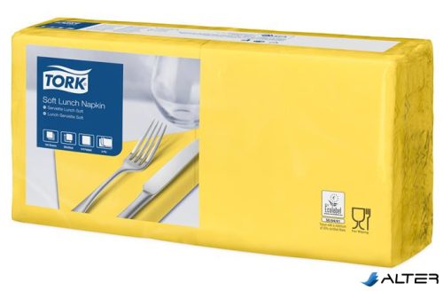 Szalvéta, 1/4 hajtogatott, 3 rétegű, 32,5x32,8 cm, Advanced, TORK 'Soft Lunch', sárga