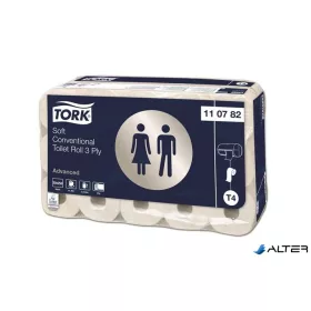   Toalettpapír, T4 rendszer, 3 rétegű, 12,5 cm átmérő, Advanced, TORK, fehér