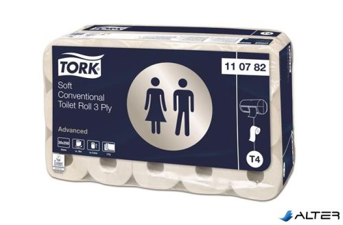 Toalettpapír, T4 rendszer, 3 rétegű, 12,5 cm átmérő, Advanced, TORK, fehér