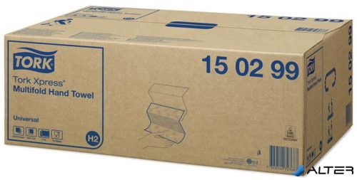 Kéztörlő, Interfold hajtás, 2 rétegű, 237 lap, H2 rendszer, Universal, TORK 'Xpress Multifold', fehér