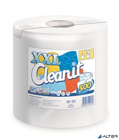 Törlőkendő, tekercses, univerzális, 2 rétegű, LUCART "CLEANIT XXL 500", fehér