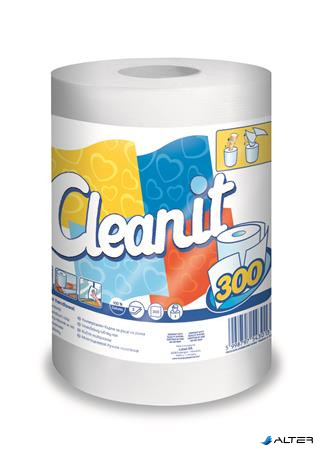 Törlőkendő, tekercses, univerzális, 2 rétegű, LUCART "CLEANIT 300", fehér