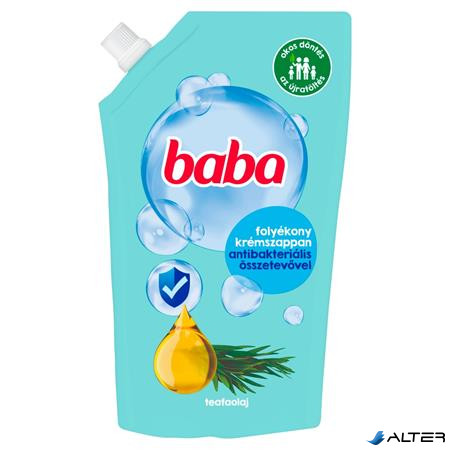 Folyékony szappan utántöltő, 0,5 l, BABA, teafaolajjal
