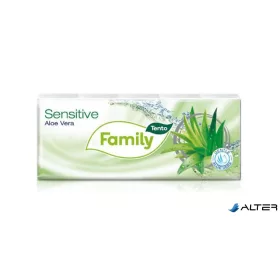   Papír zsebkendő, 3 rétegű, 10x10 db, TENTO 'Family', aloe vera