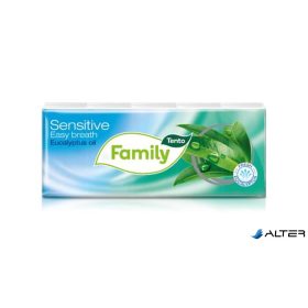   Papír zsebkendő, 3 rétegű, 10x10 db, TENTO 'Family', eukaliptuszolaj