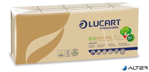 Papír zsebkendő, 4 rétegű, 10x9 db, LUCART 'EcoNatural', barna