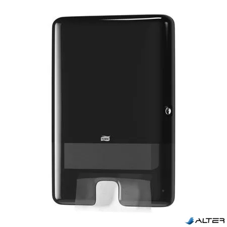 Kéztörlő adagoló, Interfold hajtogatás, H2 rendszer, Elevation, TORK "Xpress Multifold", fekete