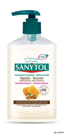 Antibakteriális folyékony szappan, 250 ml, SANYTOL 'Tápláló', mandulatej