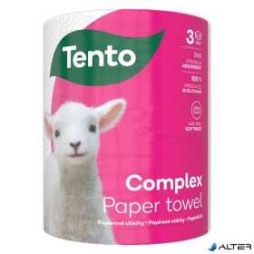   Háztartási papírtörlő, tekercses, 3 rétegű, 220 lap, TENTO "Complex", fehér