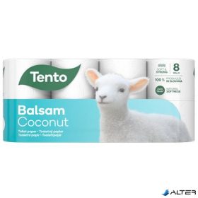   Toalettpapír, 3 rétegű, kistekercses, 8 tekercs, TENTO "Balsam Coconut", fehér