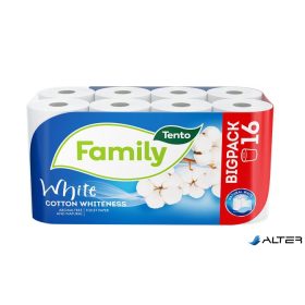  Toalettpapír, 2 rétegű, kistekercses, 16 tekercs, TENTO "Family White", fehér