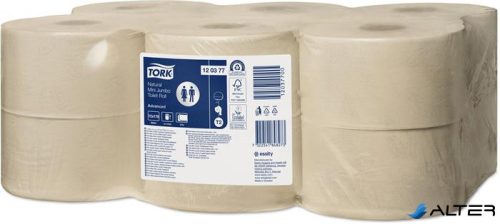 Toalettpapír, T2 rendszer, 2 rétegű, 19 cm átmérő, Advanced, TORK "Mini Jumbo", natúr