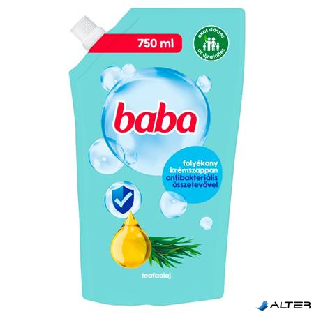 Folyékony szappan utántöltő, 750 ml, BABA, teafaolajjal