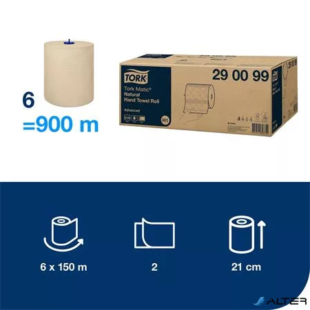 Kéztörlő, tekercses, 2 rétegű, H1 rendszer, Advanced, TORK "Matic", natúr
