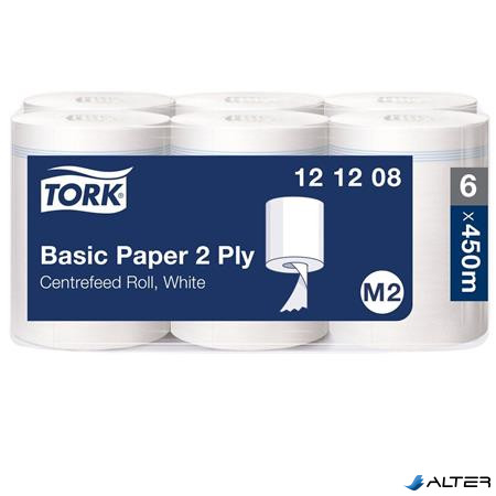 Kéztörlő, tekercses, belsőmag-adagolás, 2 rétegű, M2 rendszer, Universal, TORK, fehér