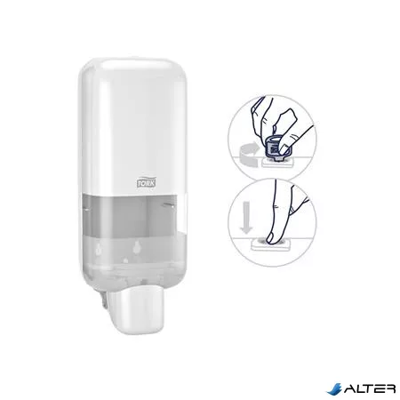 Hab- és folyékony szappan és kézfertőtlenítő adagoló, S4 rendszer, TORK, fehér