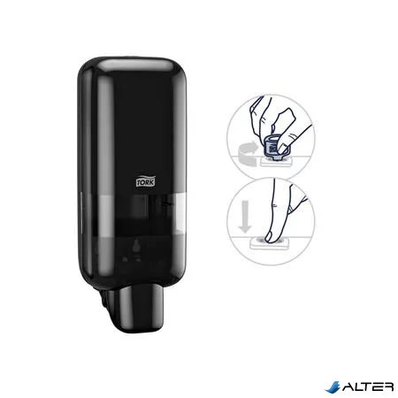 Hab- és folyékony szappan és kézfertőtlenítő adagoló, S4 rendszer, TORK, fekete