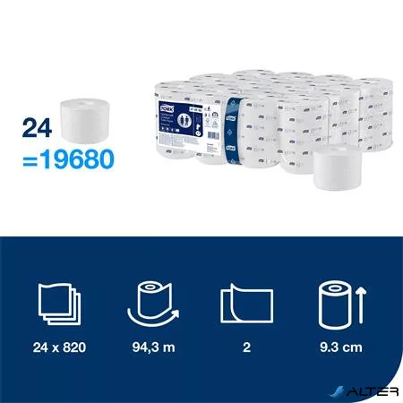 Toalettpapír, belsőmag nélküli, T7 rendszer, 2 rétegű, 13,1 cm átmérő, Advanced, TORK "OptiServe", fehér