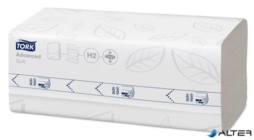 Kéztörlő, tömörített, Interfold, 2 réteg, 200 lap, H2 rendszer, Advanced, TORK 'Xpress Soft Multifold', fehér