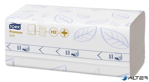 Kéztörlő, tömörített, Interfold, 2 réteg, 170 lap, H2 rendszer, Premium, TORK 'Xpress Soft Multifold', fehér