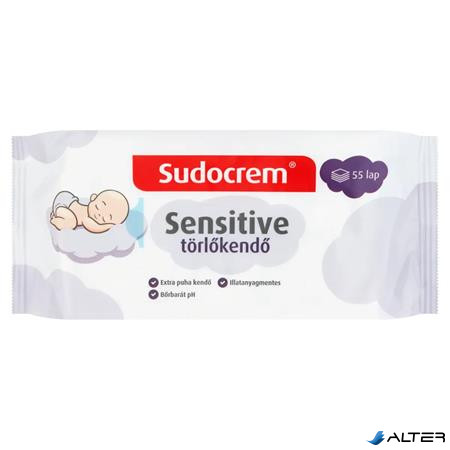 Törlőkendő, 55 lap, SUDOCREM "Sensitive"
