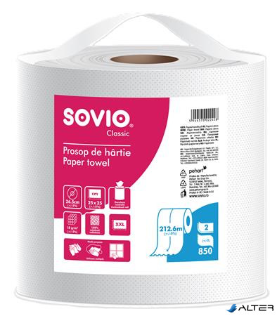 Törlőpapír, 100% cellulóz, tekercses, 212,6 m,  26,5 cm átmérő, 2 rétegű, SOVIO