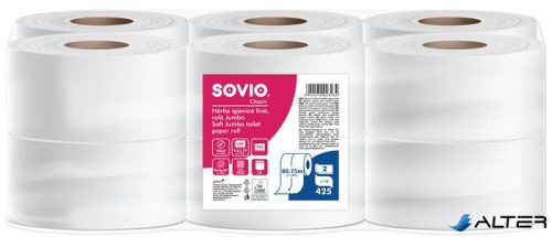 Toalettpapír, 2 rétegű, 80,75 m, 18 cm átmérő, SOVIO