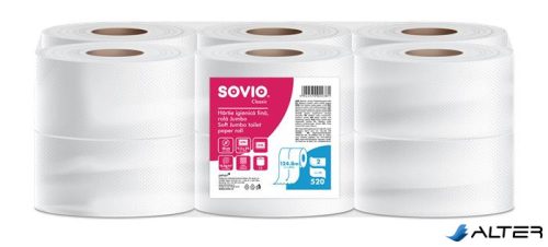 Toalettpapír, 2 rétegű, 124,8 m, 18 cm átmérő, SOVIO