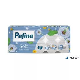   Toalettpapír, 2 rétegű, kistekercses, 10 tekercs, PUFINA "Soft White", illatmentes